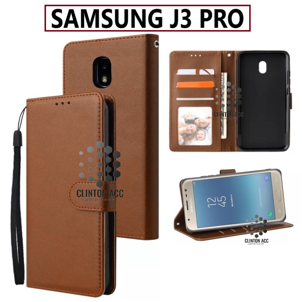 CASE HP SAMSUNG J3 PRO FLIP WALLET LEATHER DOMPET KULIT SOFTCASE PREMIUM FLIP COVER SARUNG BUKA TUTU