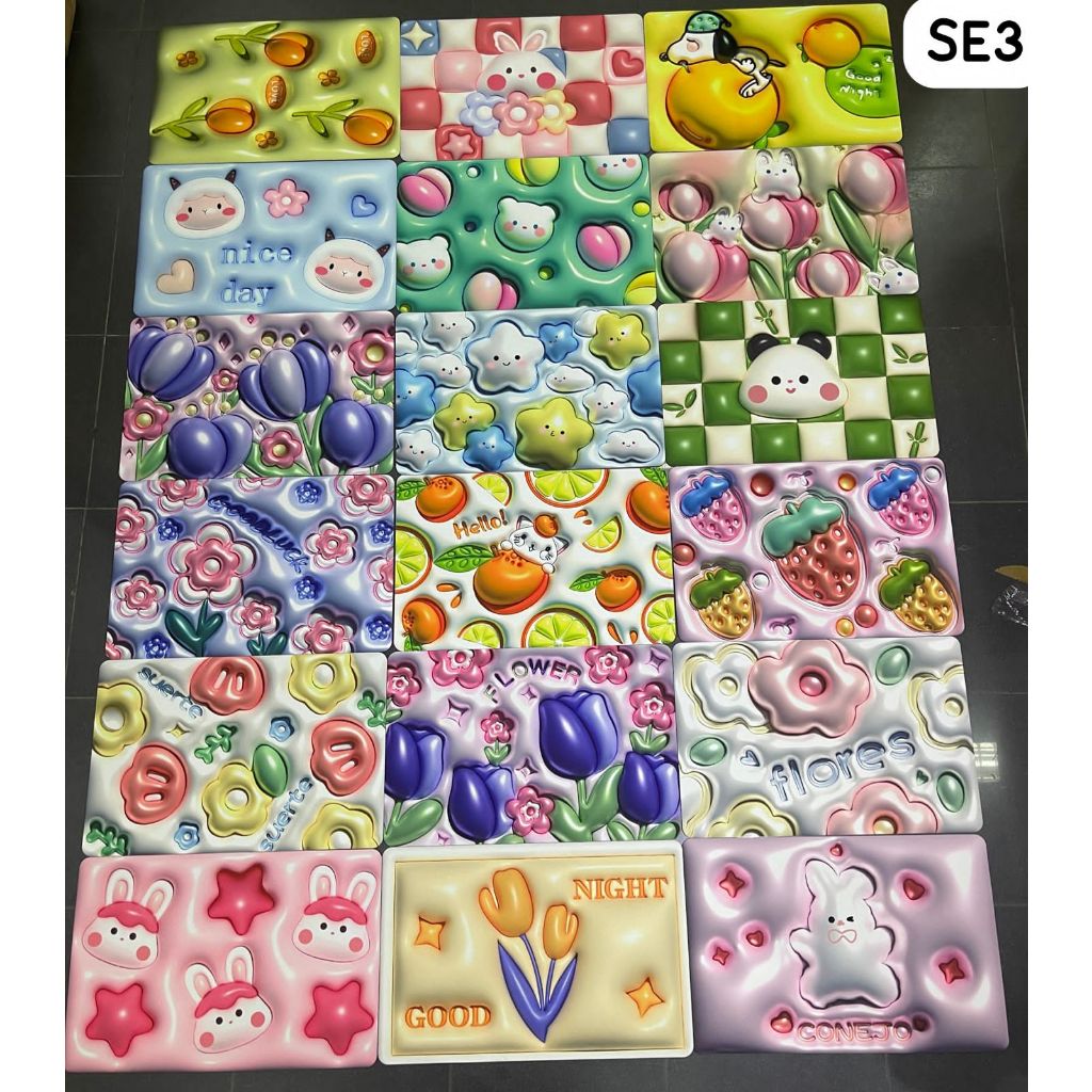 Keset Printing 3D Diatomite / Lap Kaki Serap Air Motif 3D