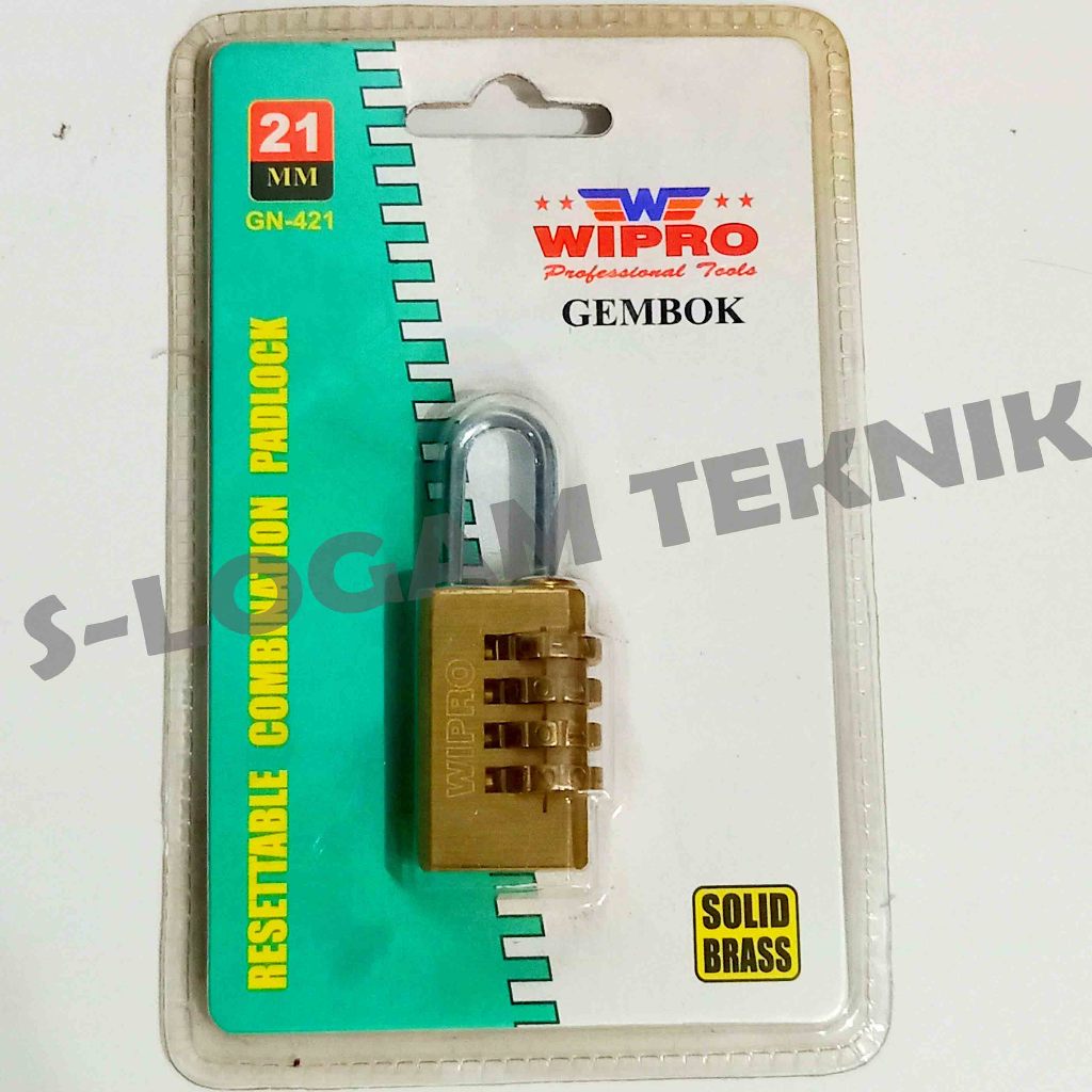 Gembok Koper GN 421 21 mm Kuningan WIPRO Gembok Angka Gembok Numerik