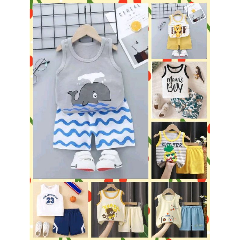 (1-5 TAHUN) SETELAN BAJU SINGLET BAYI DAN ANAK LAKI LAKI PREMIUM