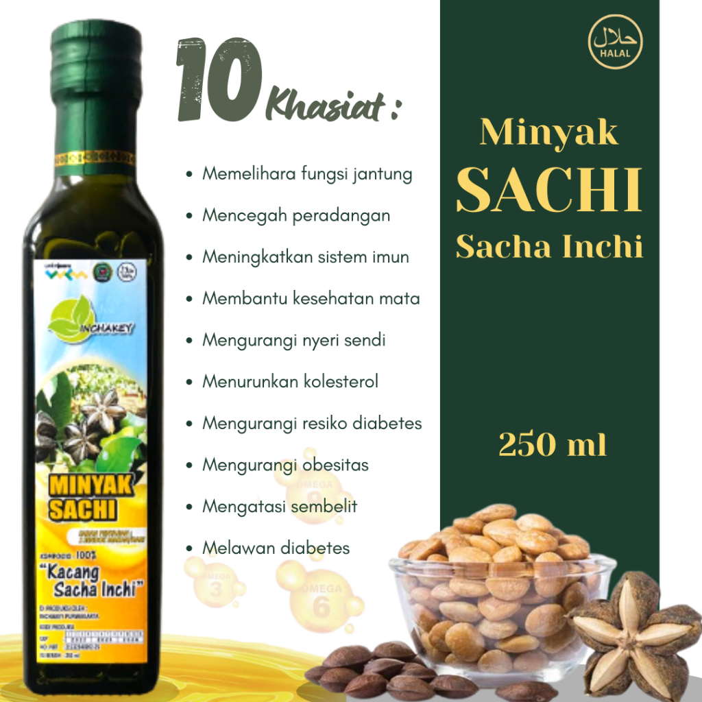 

Minyak Kacang Sacha Inchi Murni Sachi Oil Asli 250ml 100% cold pressed