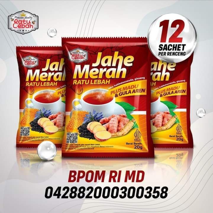 

JAHE MERAH PLUS GULA AREN 10 SACHET RATU LEBAH ( KEMASAN TERBARU )