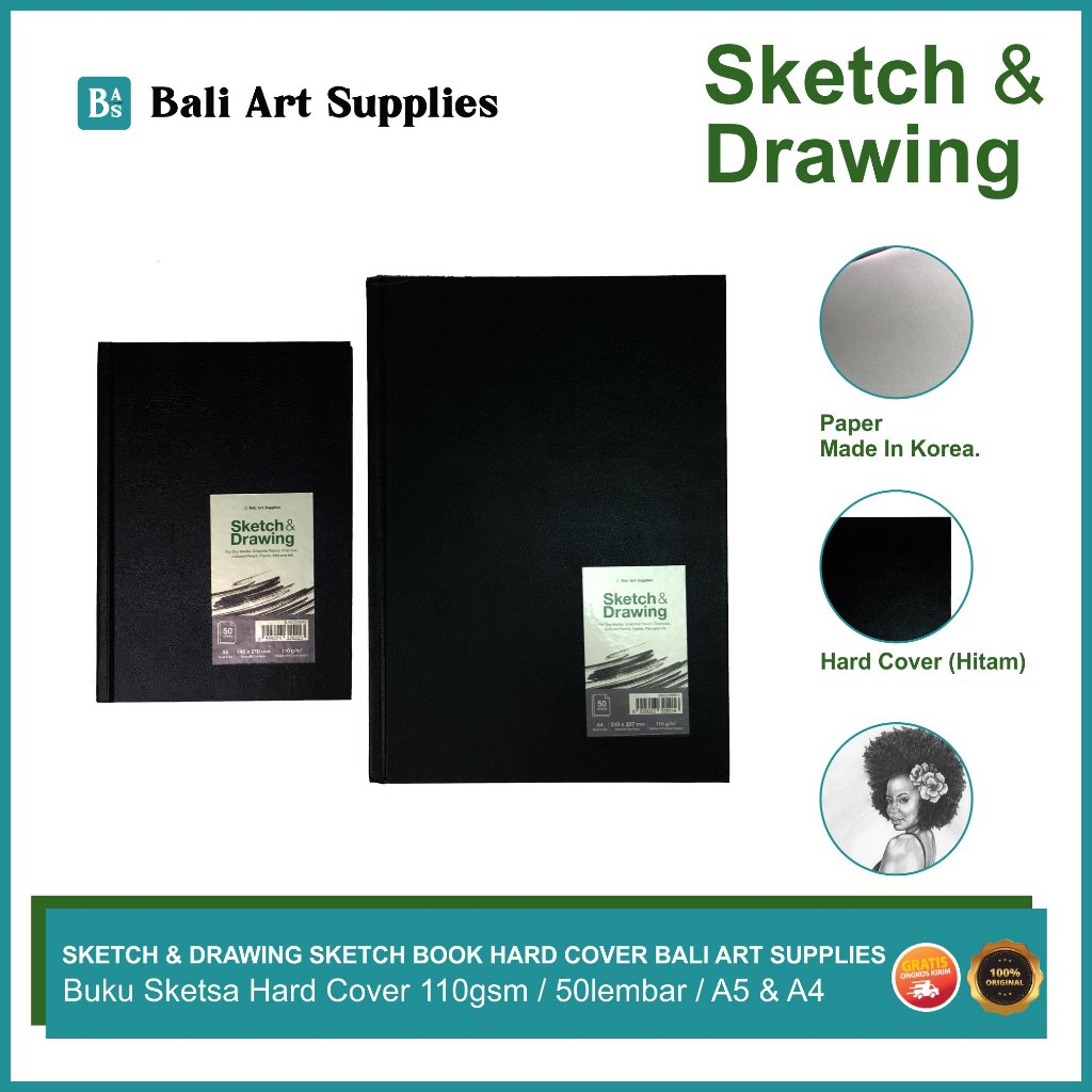 

Sketch & Drawing - Sketch Book - Hard Cover 50 Lembar - A4/A5 110gsm - Bali Art Supplies