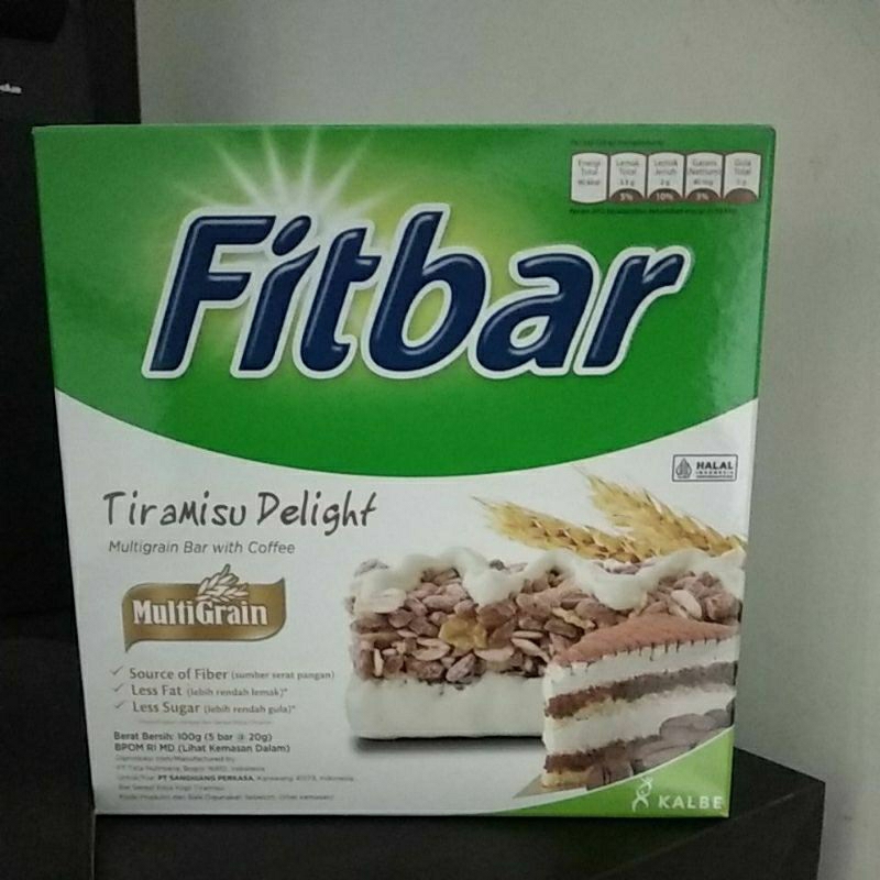 

FITBAR TIRAMISU DELIGHT 100G (ISI 5 BAR @20G) KALBE