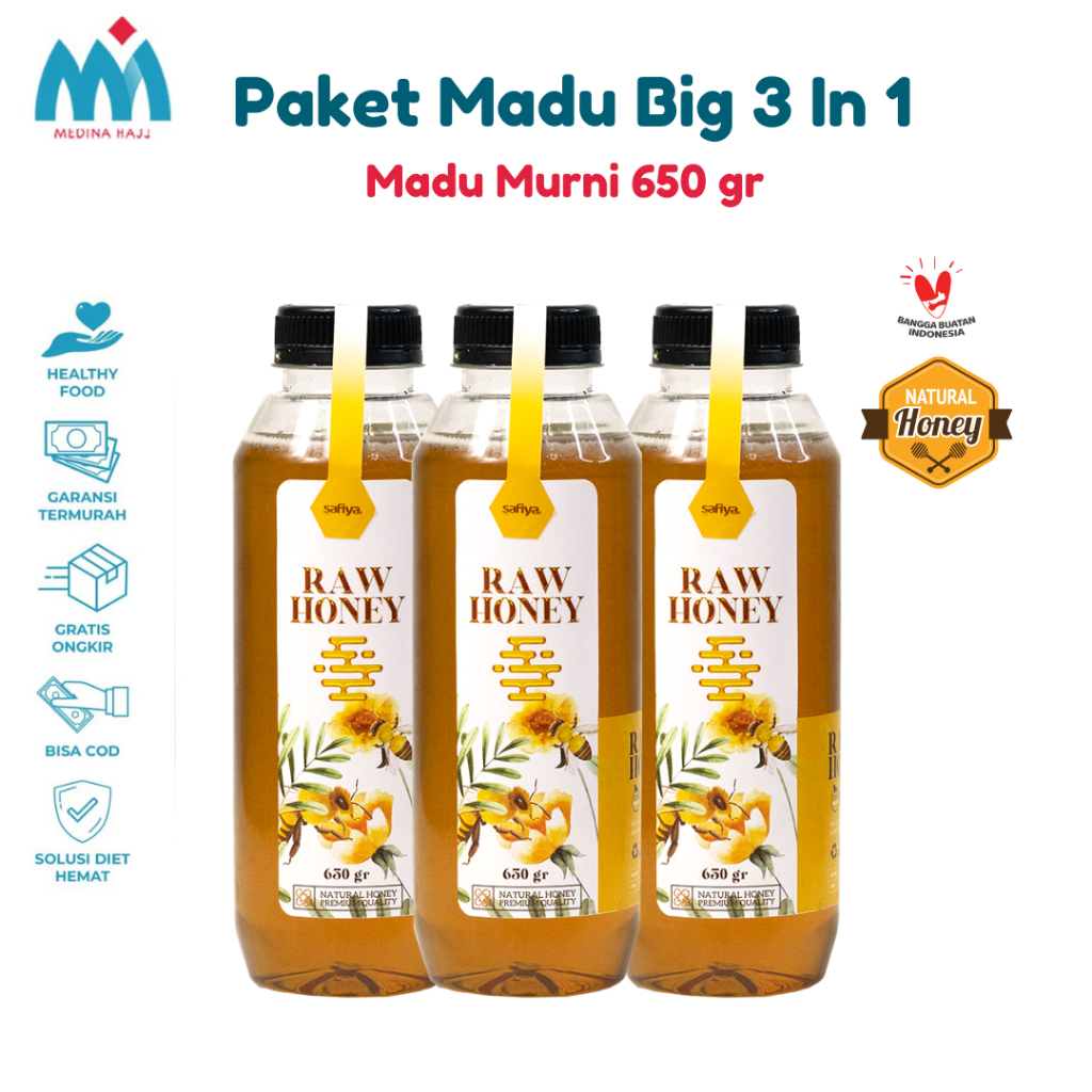 

[Paket Hemat 3 Botol] Madu Murni Premium Original Safiya Herbal 650 gr