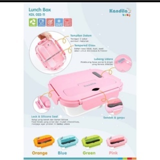 Kandila Baby KDL022-11 KDL022-12 Glass Lunch Box 2Divide - 3 Divide / Kotak Makan Kaca 2 Sekat Dan