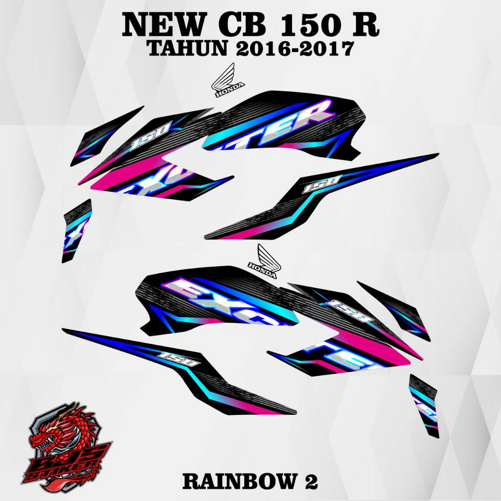 Striping new cb 150 r v2 - Stiker Decal cb 150r new v2 2016-2019 rainbow 2