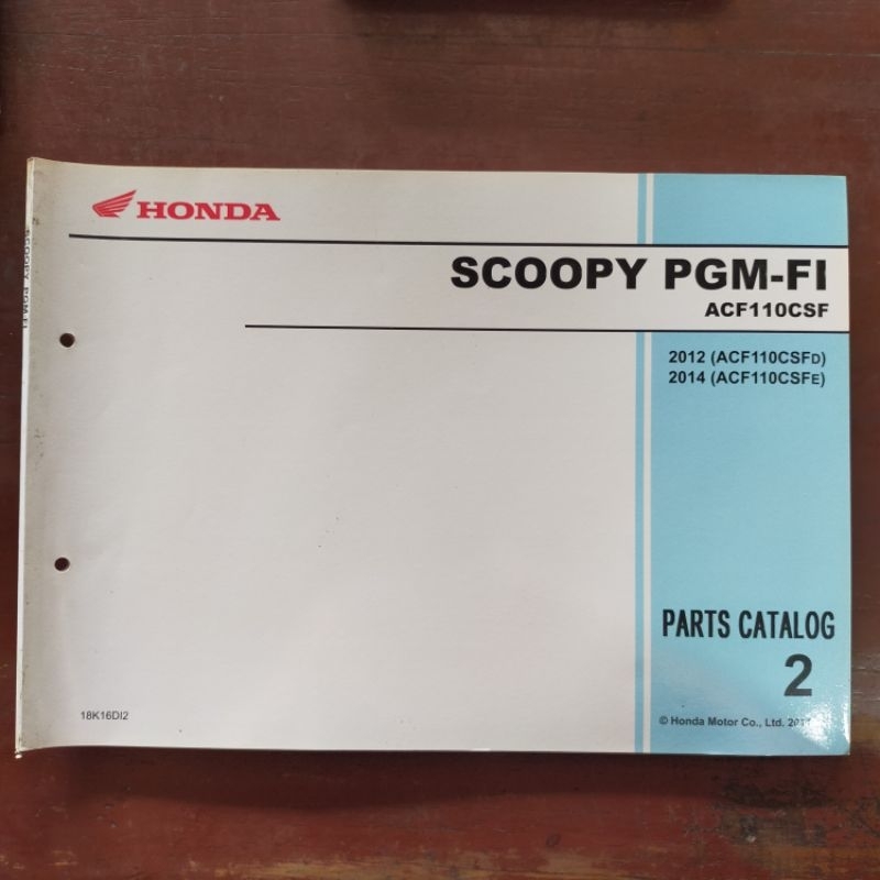 Buku Katalog Sparepart Honda Scoopy FI Tahun 2014 Fotocopy