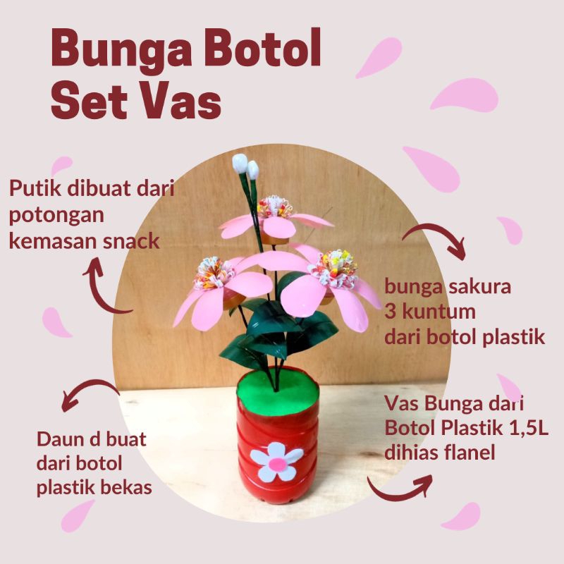 Kerajinan Tangan Bunga Botol Bekas 1 set Vas Botol Bekas