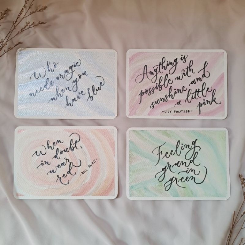 

Original Hand Painted & Lettered Postcards — Color Waves Series | Kartu Pos