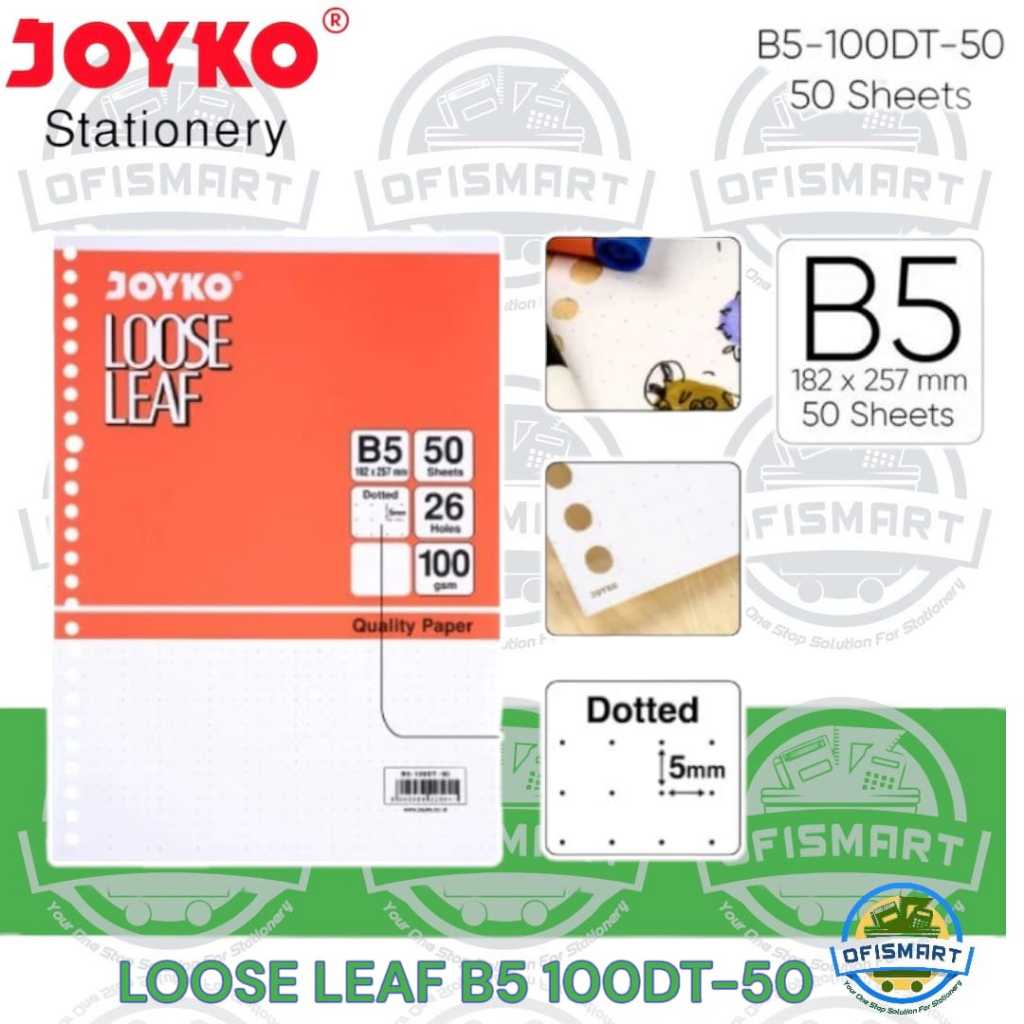 

Joyko Loose Leaf Refill Kertas File Binder B5 100DT - 50 | Dotted