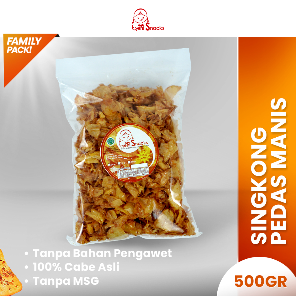 

Leni Snacks Keripik Singkong Pedas Manis 500g (Family Pack)