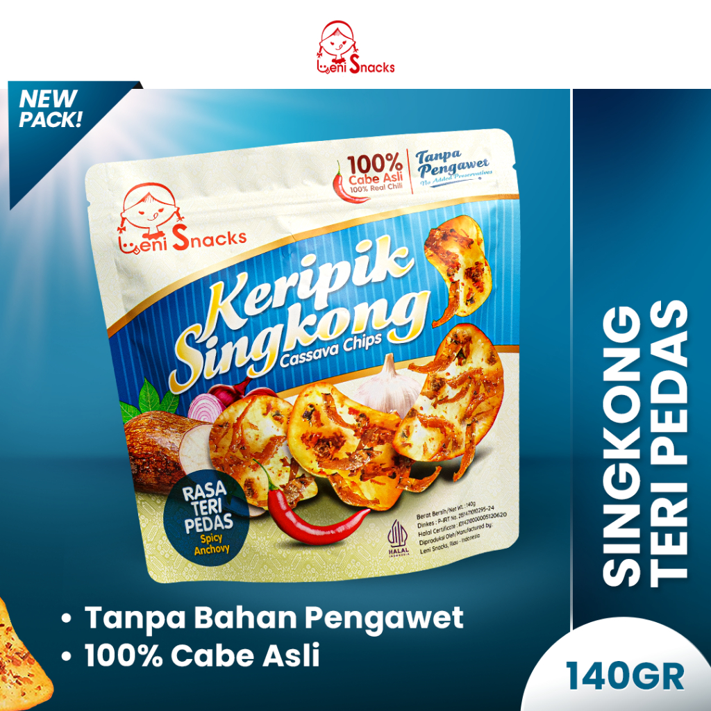 

Leni Snacks New Packaging - Keripik Singkong Teri Pedas