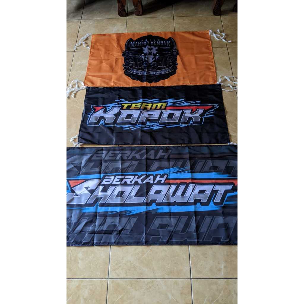 Cetak Spanduk Kain / Bendera / Mini Flag + STIKER + DESIGN LOGO