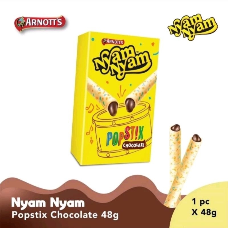 

Nyam Nyam Popstix Pop Stix Popstick Chocolate Wafer Roll Coklat 48gr