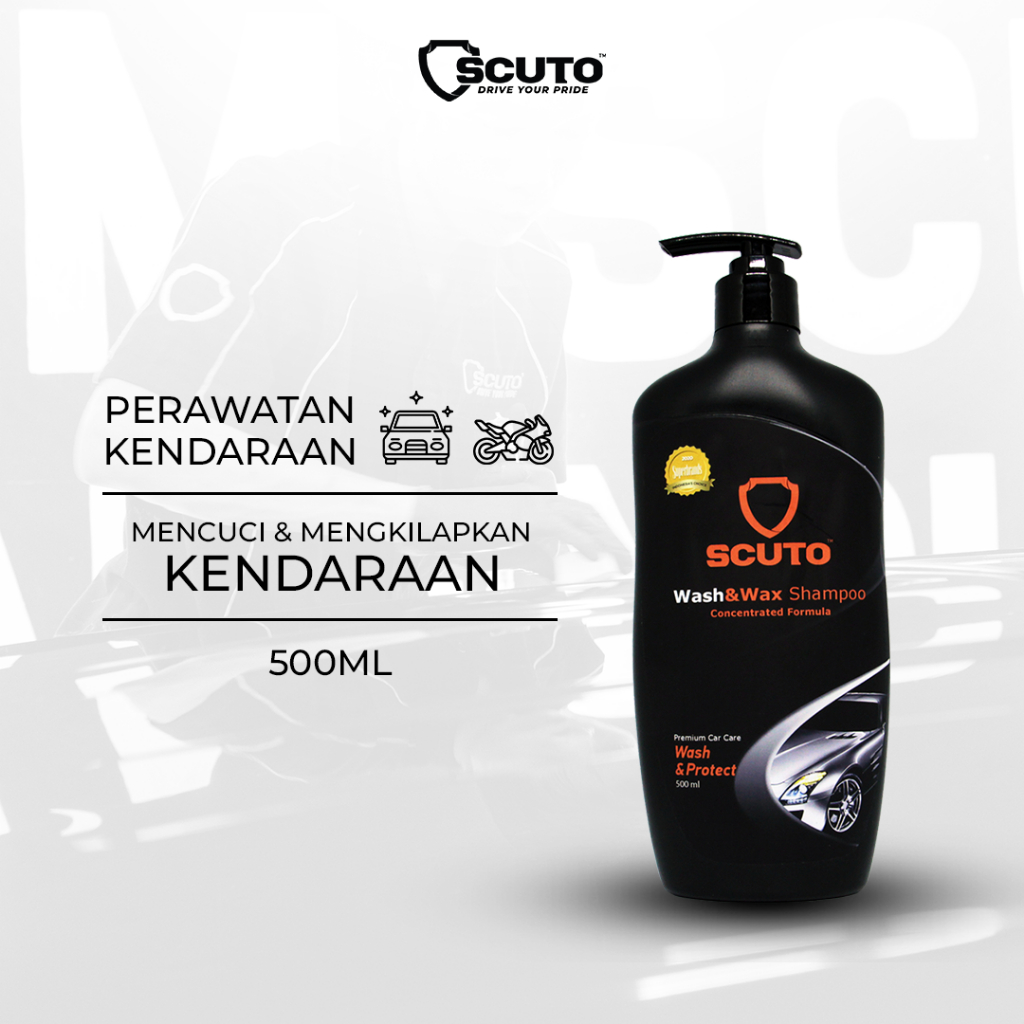 Scuto Wash & Wax Shampoo Untuk Mobil & Motor 500ml