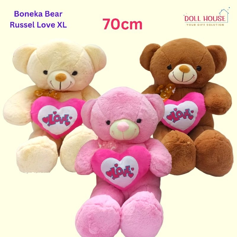 Boneka Beruang Love / Boneka Valentine Love / Boneka Bear Valentine / Boneka Bear russel love aplika
