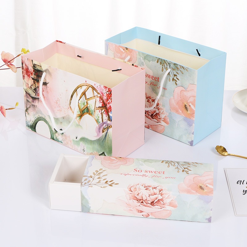 

Satuan- Box kue model drawing/dorong - Box mooncake nastar cookies/paperbag tas box kue hamper