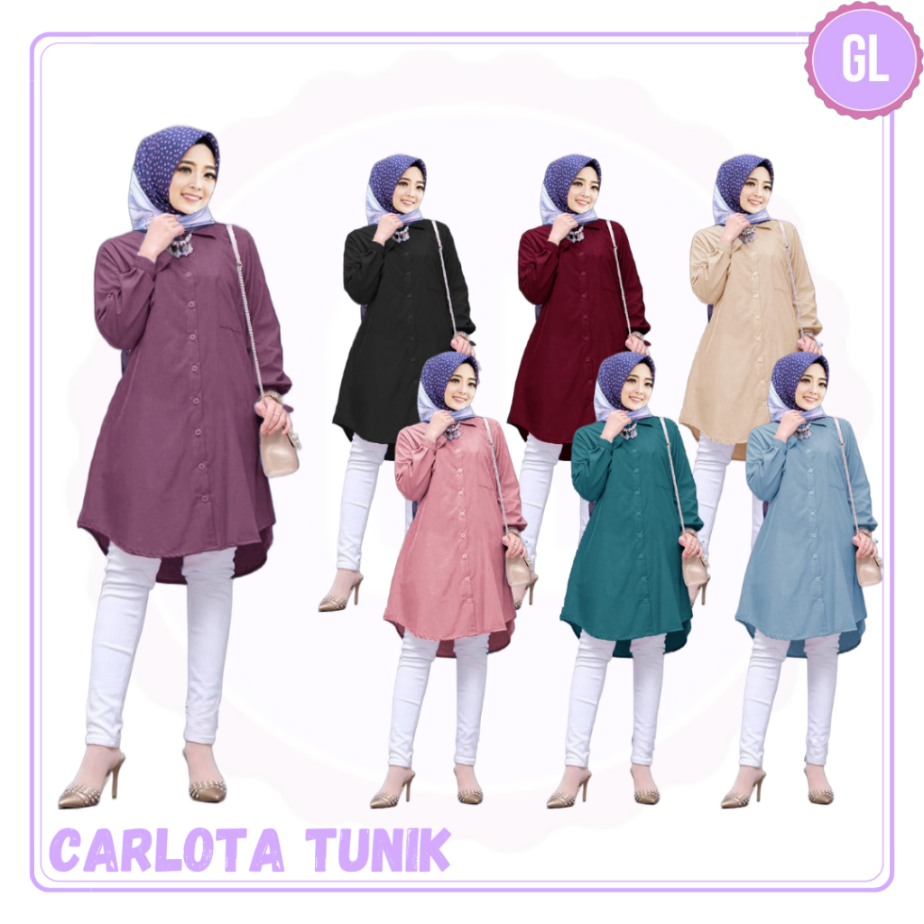 Tunik Carlota Baju Atasan Tunik Muslim Wanita - L XL XXL 3XL