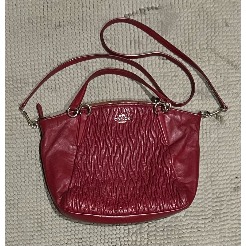 Preloved Tas Coach Satchel Crossbody Warna Merah
