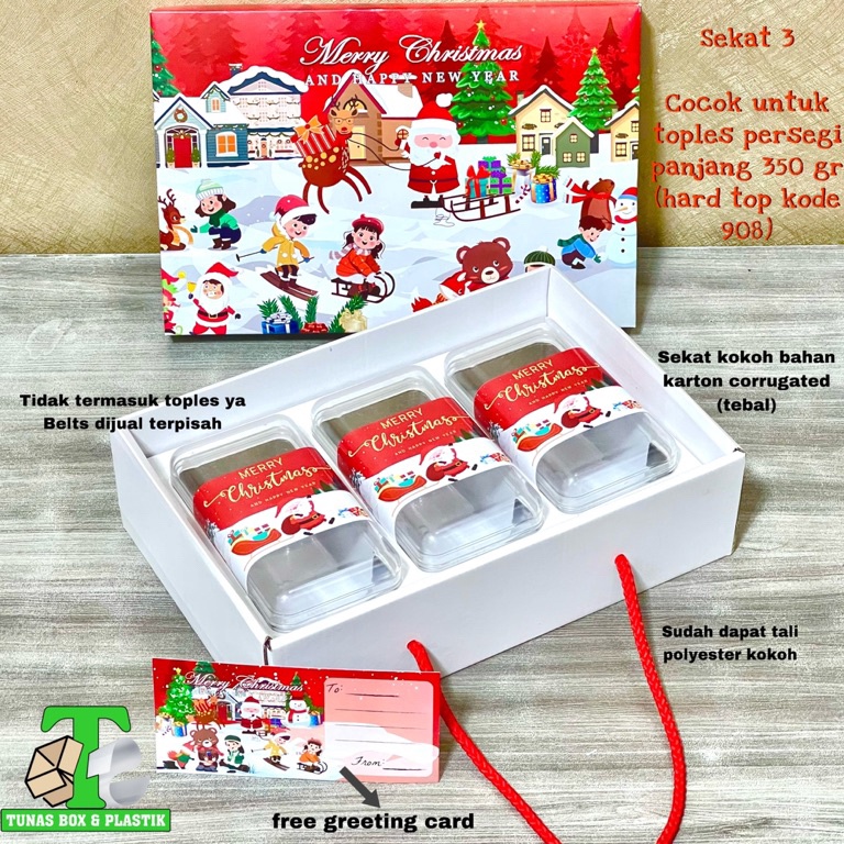 GROSIR  Dus Kue kering Motif Natal  Box Sekat Kue kering tema Natal 23 toples  Dus Toples Natal  Box