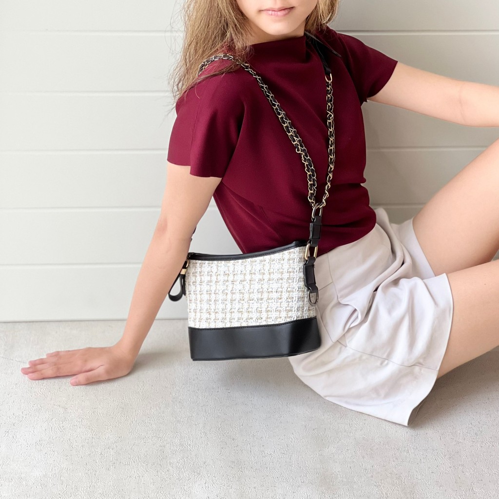 ZR ZARA TAS BAHU CHAIN TWEED SHOULDER BAG 01598