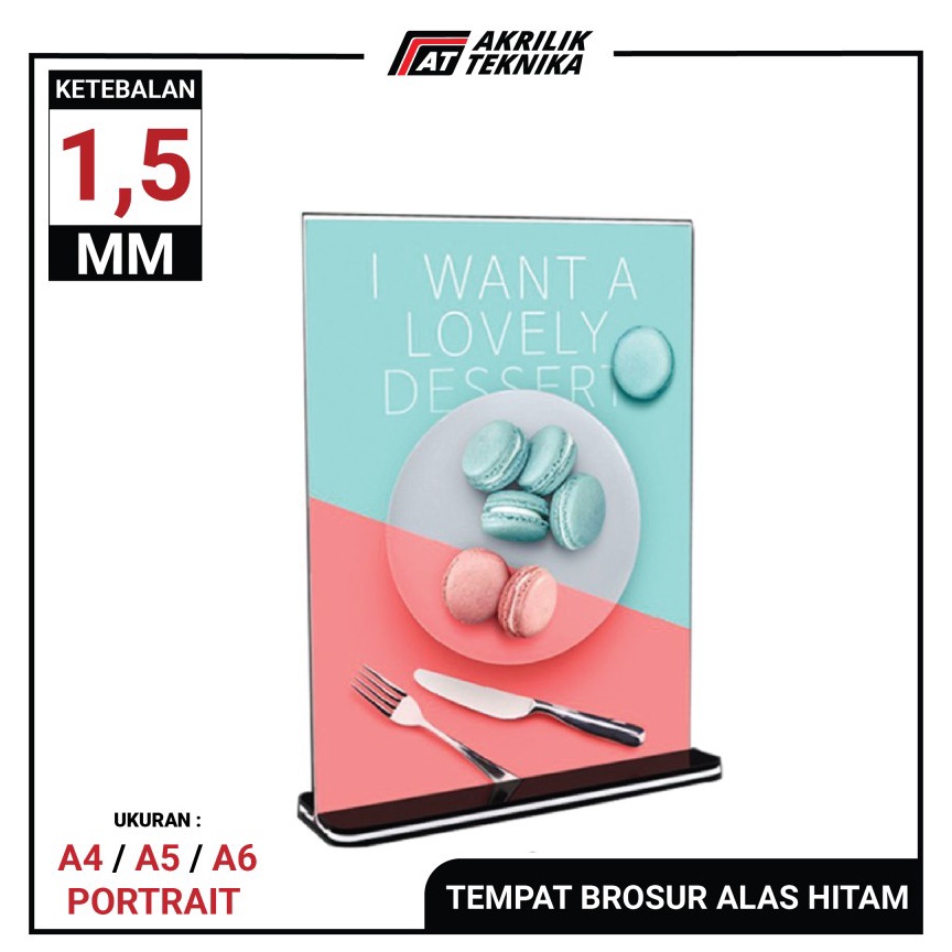 

VIRAL Tempat Brosur Akrilik Tent Card Holder Kaki Hitam Ukuran A4