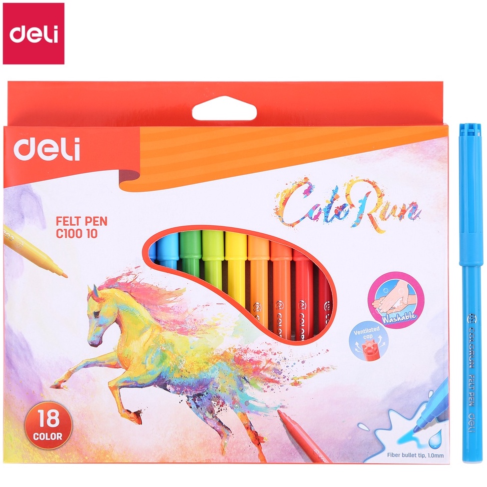 

FREE ONGKIR Deli Spidol 18 Warna Tidak beracun Warna Cerah EC11