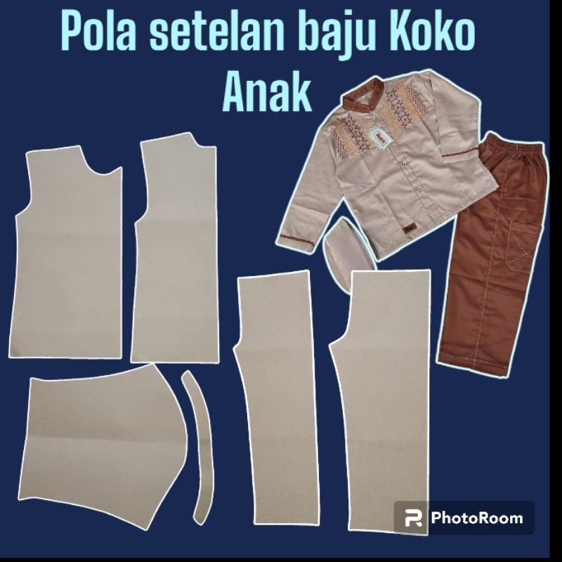 POLA BAJU KOKO ANAK LAKI-LAKI- Pola jiplak baju Koko anak laki-laki