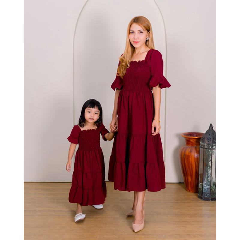 Aurora’s - Baverlyn Couple Dress | Dress Ibu & Anak | Dress Natal | Dress Imlek