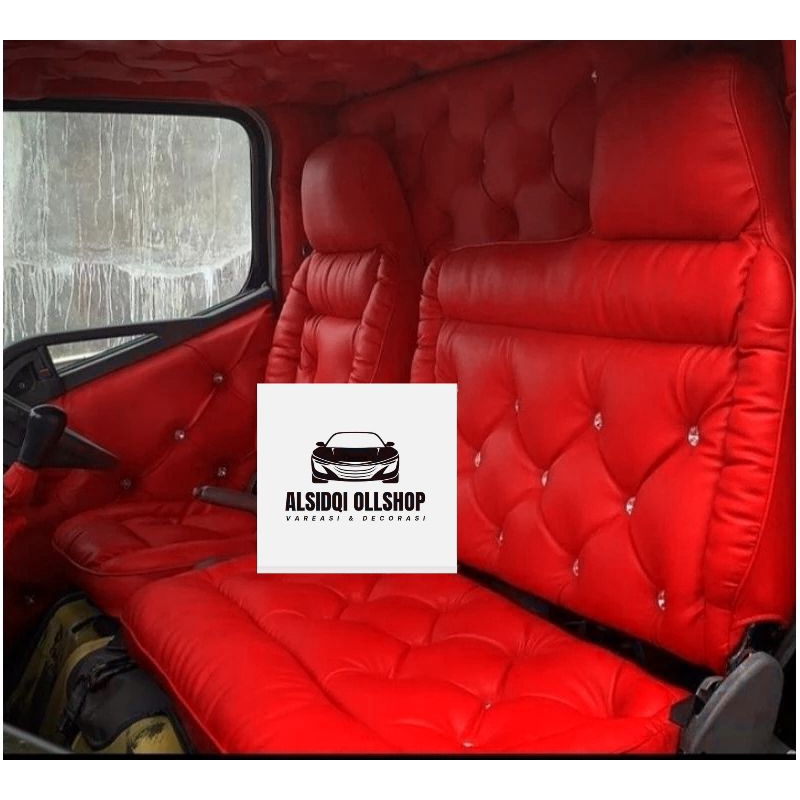 Sarung Jok Mobil Canter /Cover Jok Mobil Truck Canter Model Sofa Full Kancing Kristal
