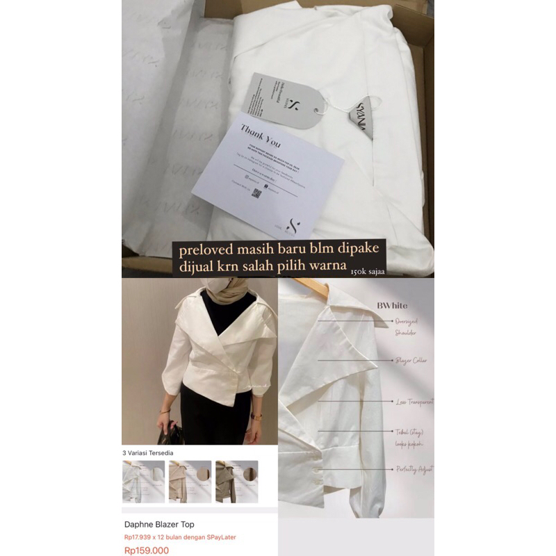 preloved blazer wanita putih