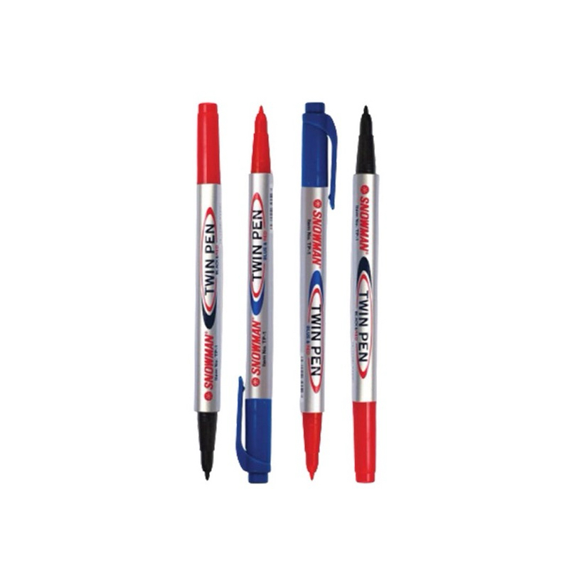 

SNOWMAN Twin Pen ( Spidol 2 in 1 ) Hitam & Merah / Biru & Merah / 1 Pcs