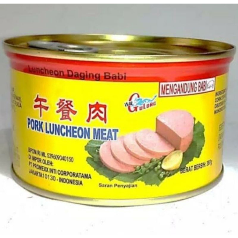 

Pork Luncheon Meat/Kornet Daging babi Gulong/Daging Ham babi/Makanan kalengan 397Gr