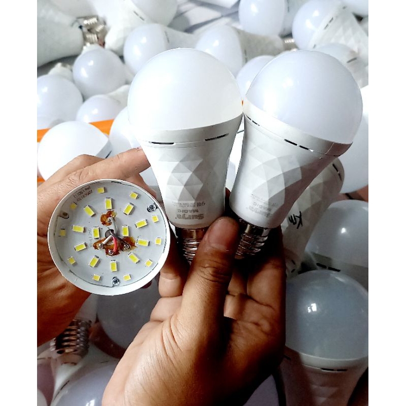 Lampu led emergency off (mati) 9 watt returan pabrik + batre