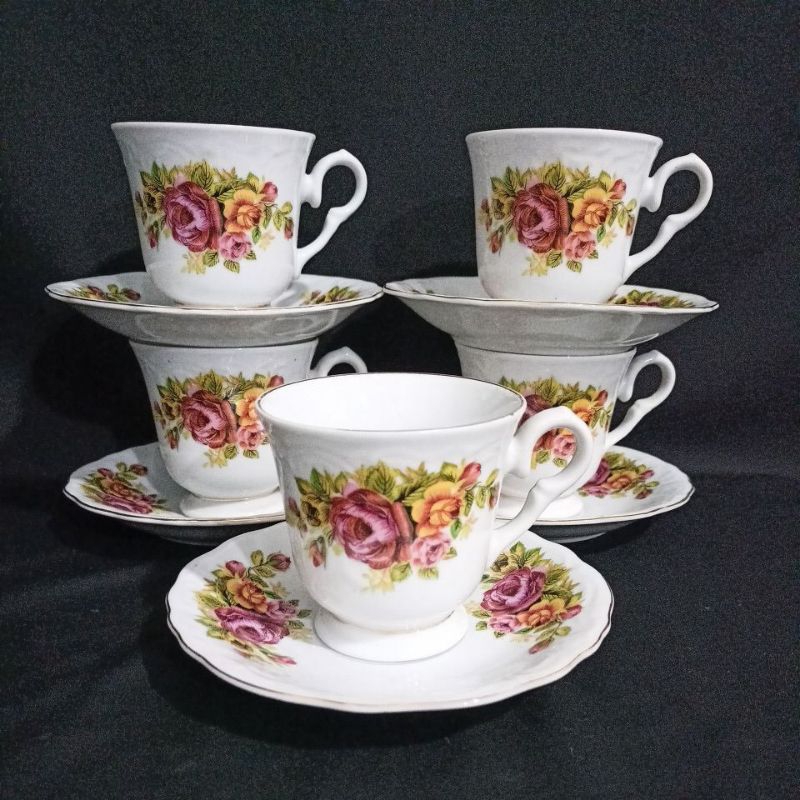 Cangkir teh China lawas motif bunga (5)