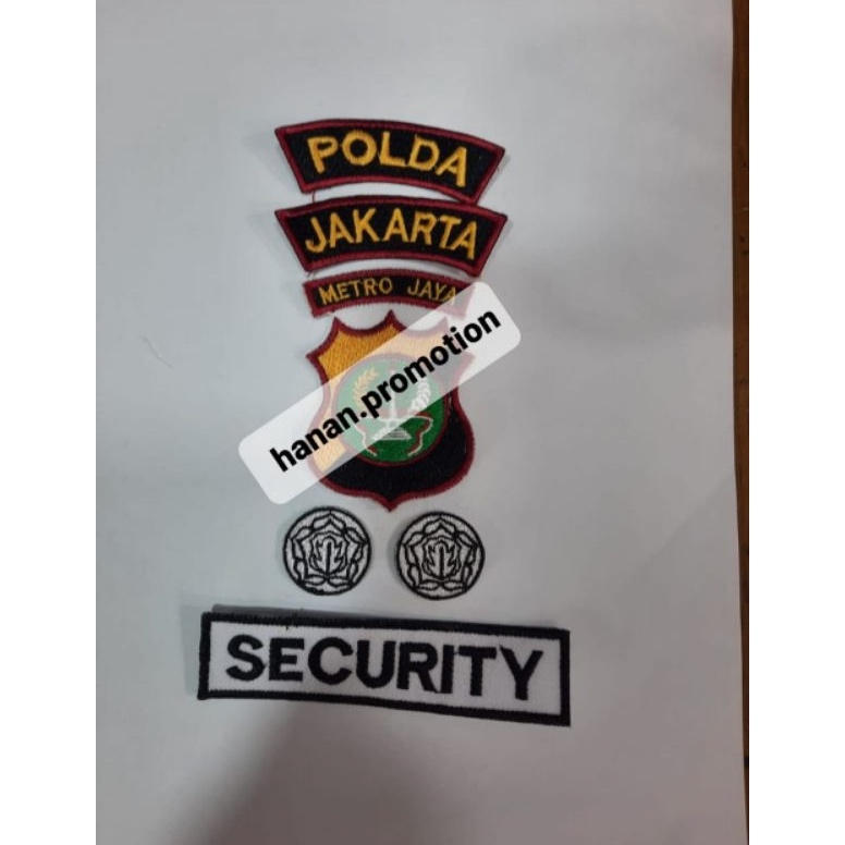 Swip up BADGE LOGO ATRIBUT SECURITY  SATPAM SATU SET BORDIR KOMPUTER