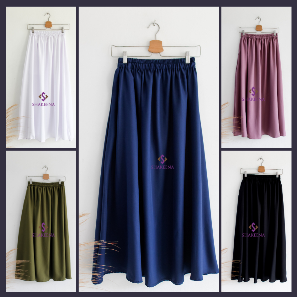 Rok Panjang Wanita Lebar Polos Rok Kerja Ootd Remaja Bahan Adem Lembut