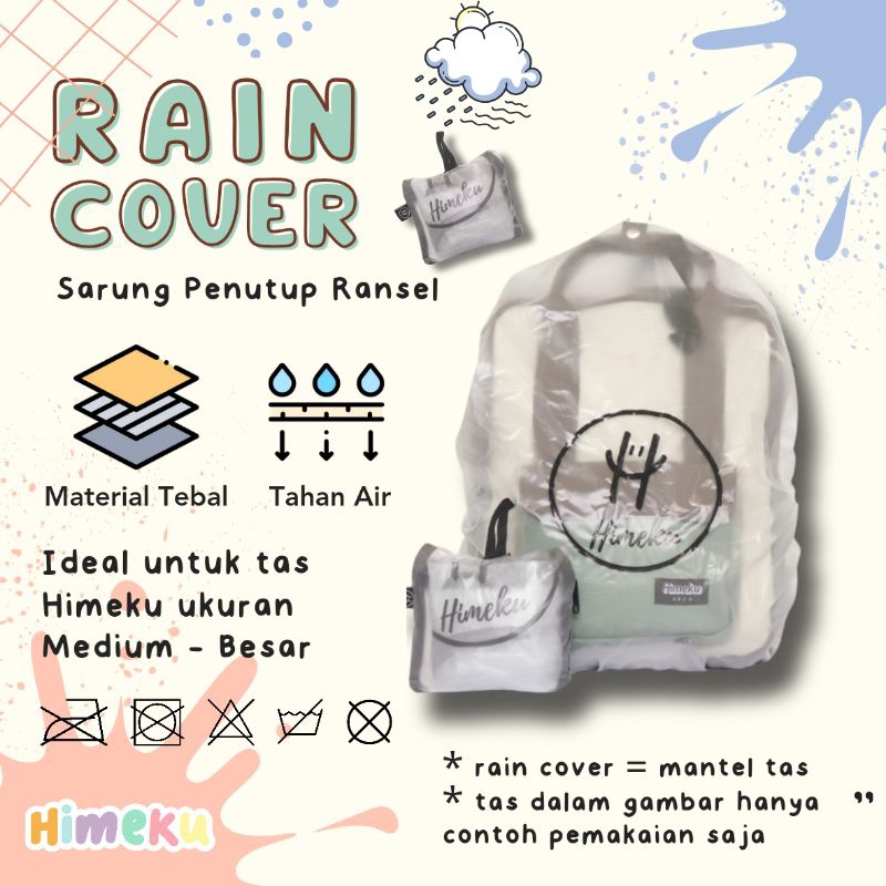 Himeku RAIN COVER - Mantel Tas - Jas Pelindung Hujan untuk Tas