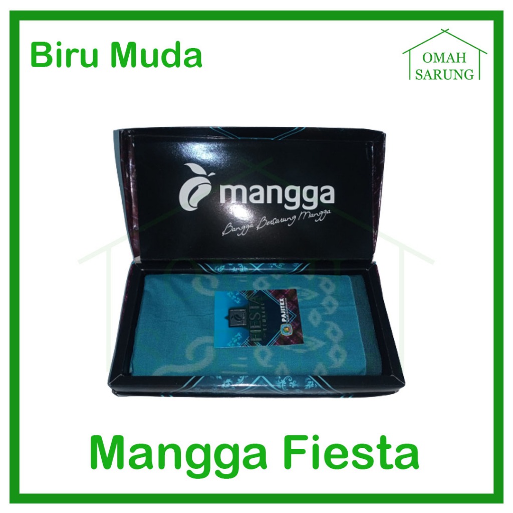 Sarung Tenun Mangga Fiesta Kembang Warna Biru Muda Original Premium OMAH SARUNG