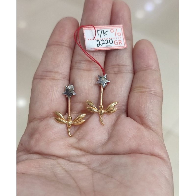 Anting emas 75 capung bintang