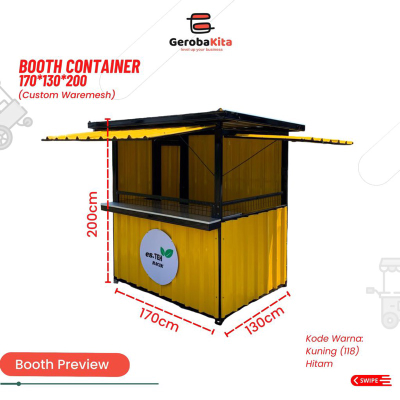 Booth Container 170x130x200 Custom Wiremess2