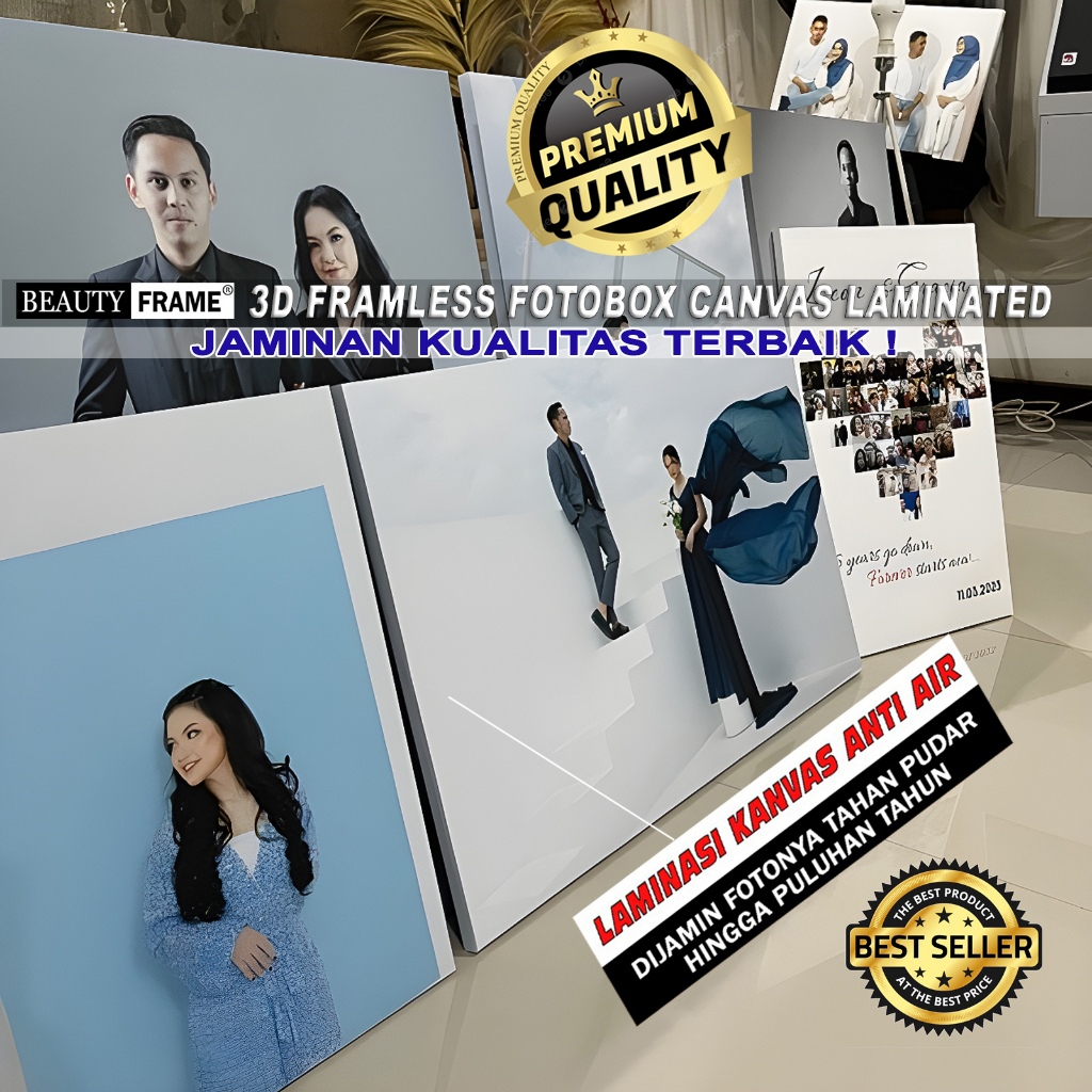 Foto Frame Kanvas Laminasi Anti Luntur - Cetak Foto Frameless Hiasan Dinding Minimalis Fotobox 3D