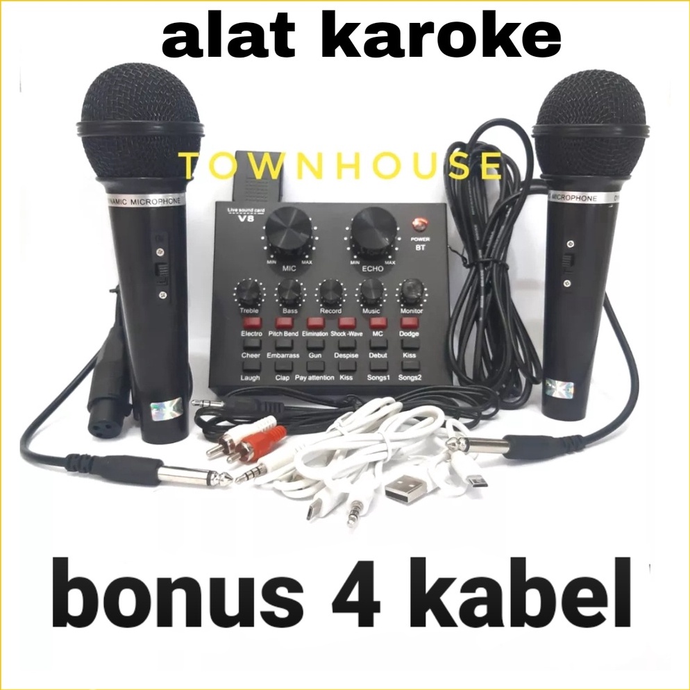 Kemasan Baru Sound Card V8 Mixer Bluetooth PAKET LENGKAP Microphone  SOUNDCARD V8 REKAMAN  LIVE STRE