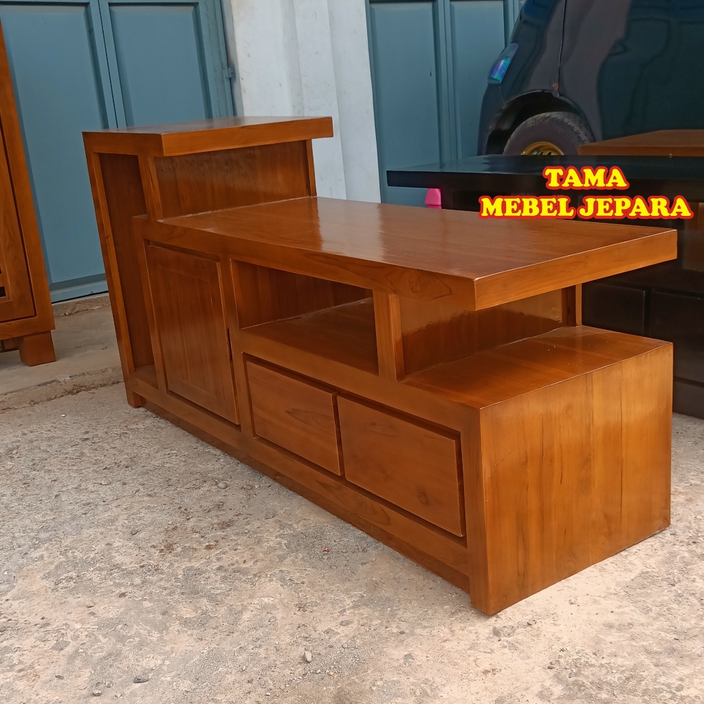 Meja tv minimalis jati jepara, bufet meja tv retro jati mebel jepara