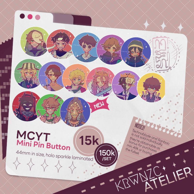 ✧MCYT✧DSMP Minecraft Holo Pin Buttons