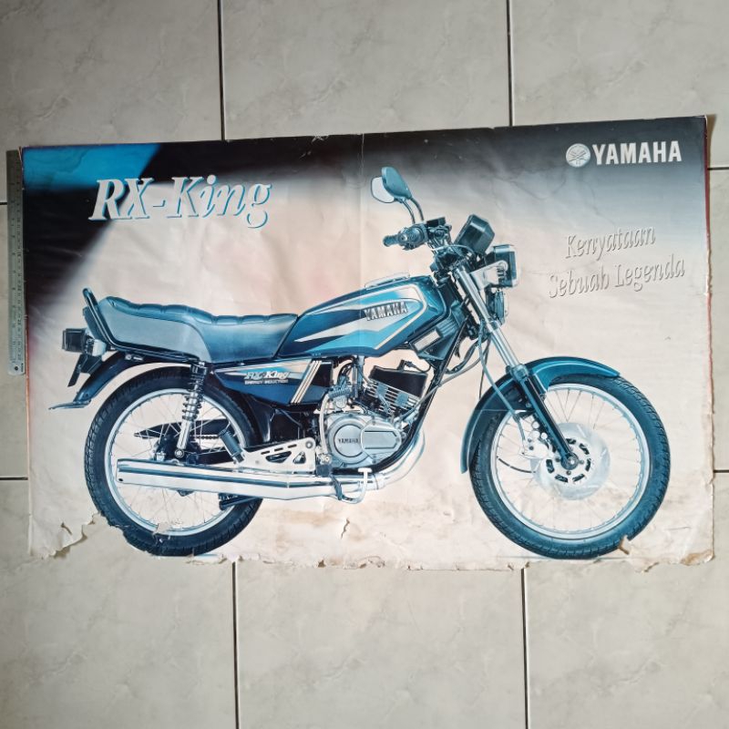 Poster brosur katalog iklan jumbo jadul lawas ex dealer Yamaha RX King Master Biru Metalik 1999-2000