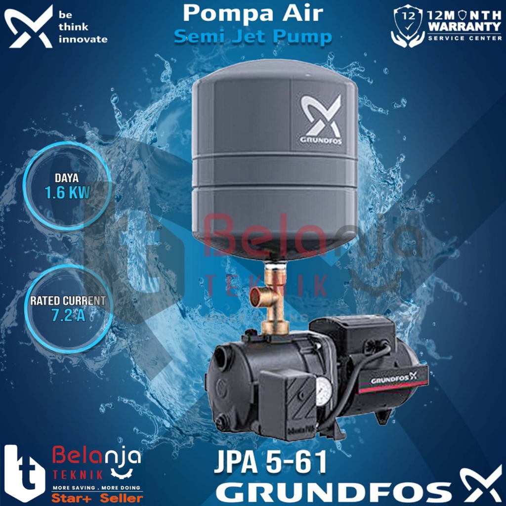 Grundfos Mesin Pompa Air JPA 5-61 JP 5 Semi Jet Pump 8 Meter 1600 Watt