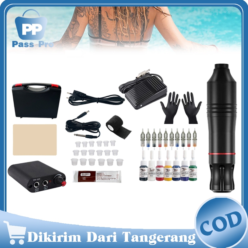Mesin Tattoo Rotary Pen Full Set Tattoo Pen Machine Alat Tatto Tubuh