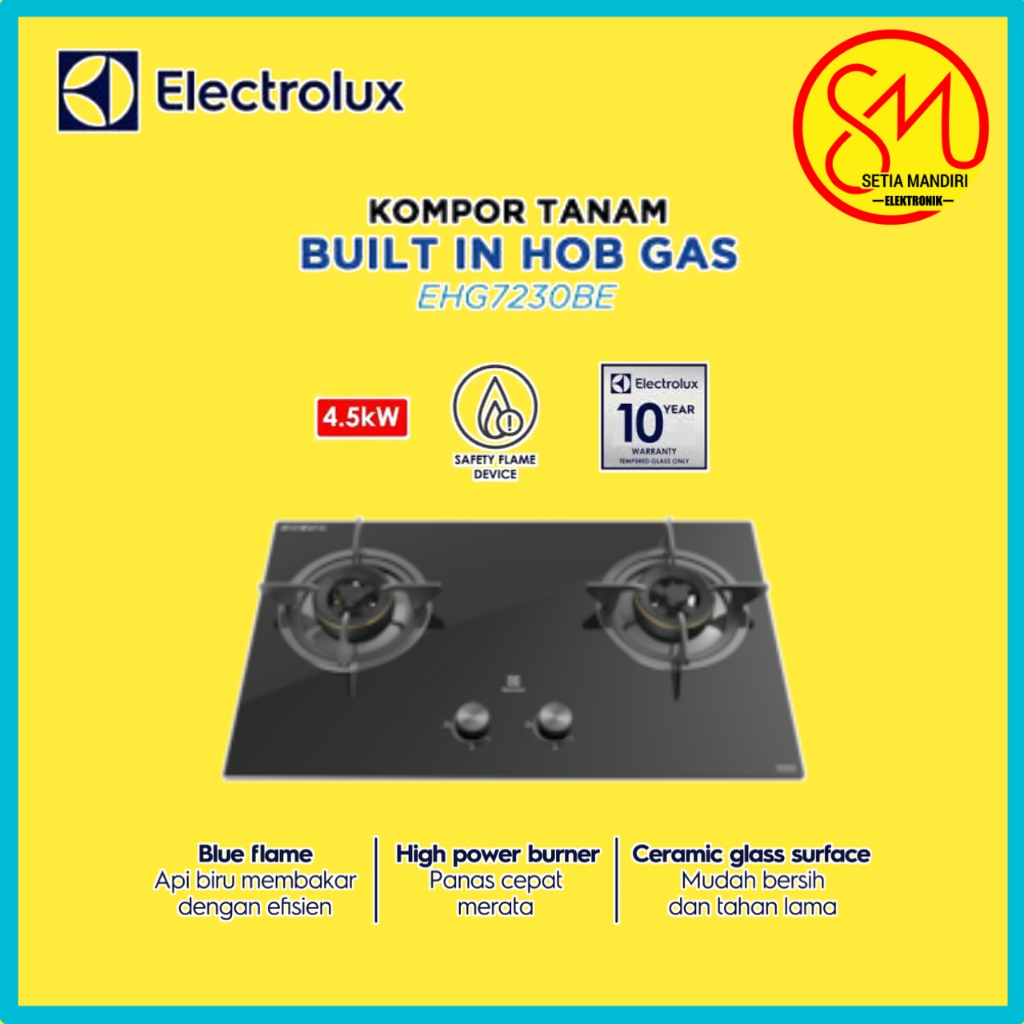 Kompor Tanam Electrolux EHG7230BE 2 Tungku Api Blue Power